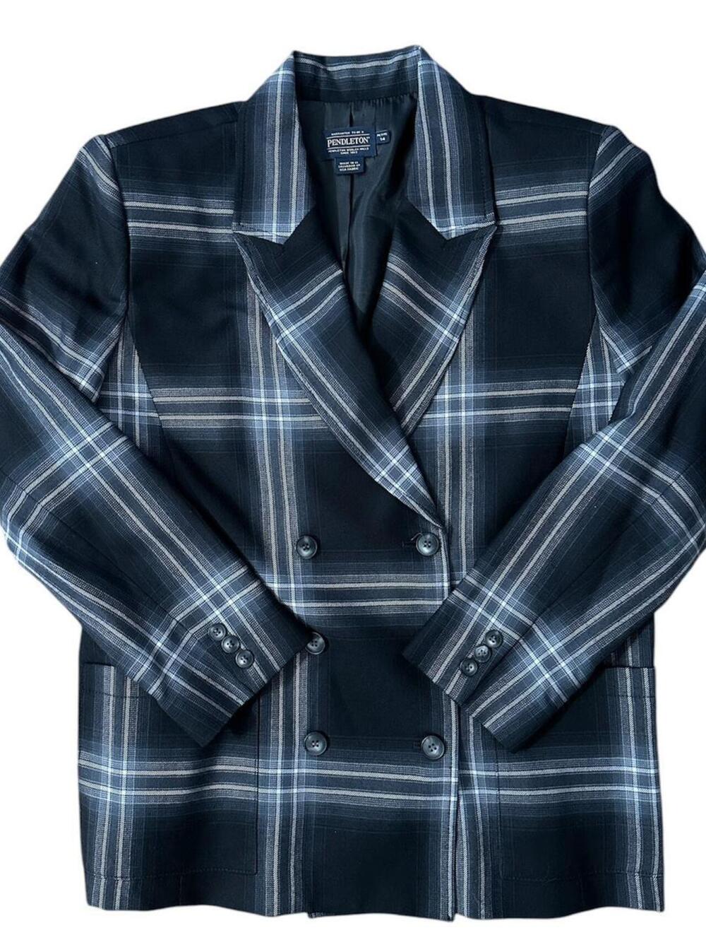 Pendleton Black & white plaid blazer